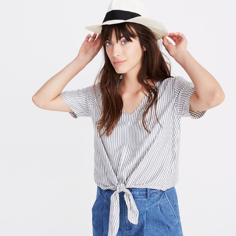 NWT Madewell Novel Tie Front Top